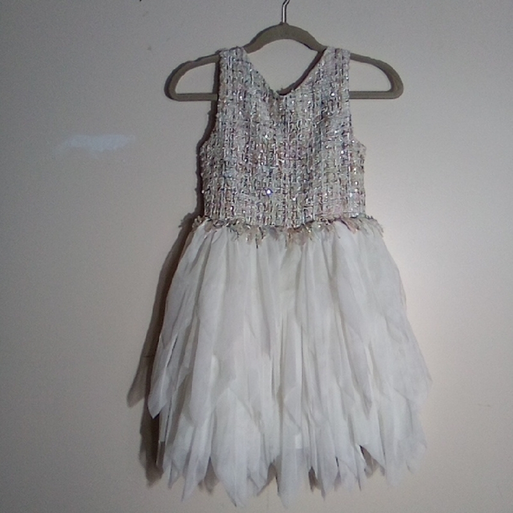 Nanette Lepore Ivory Sequin Bodice Tulle Party Dress Size Large (14)